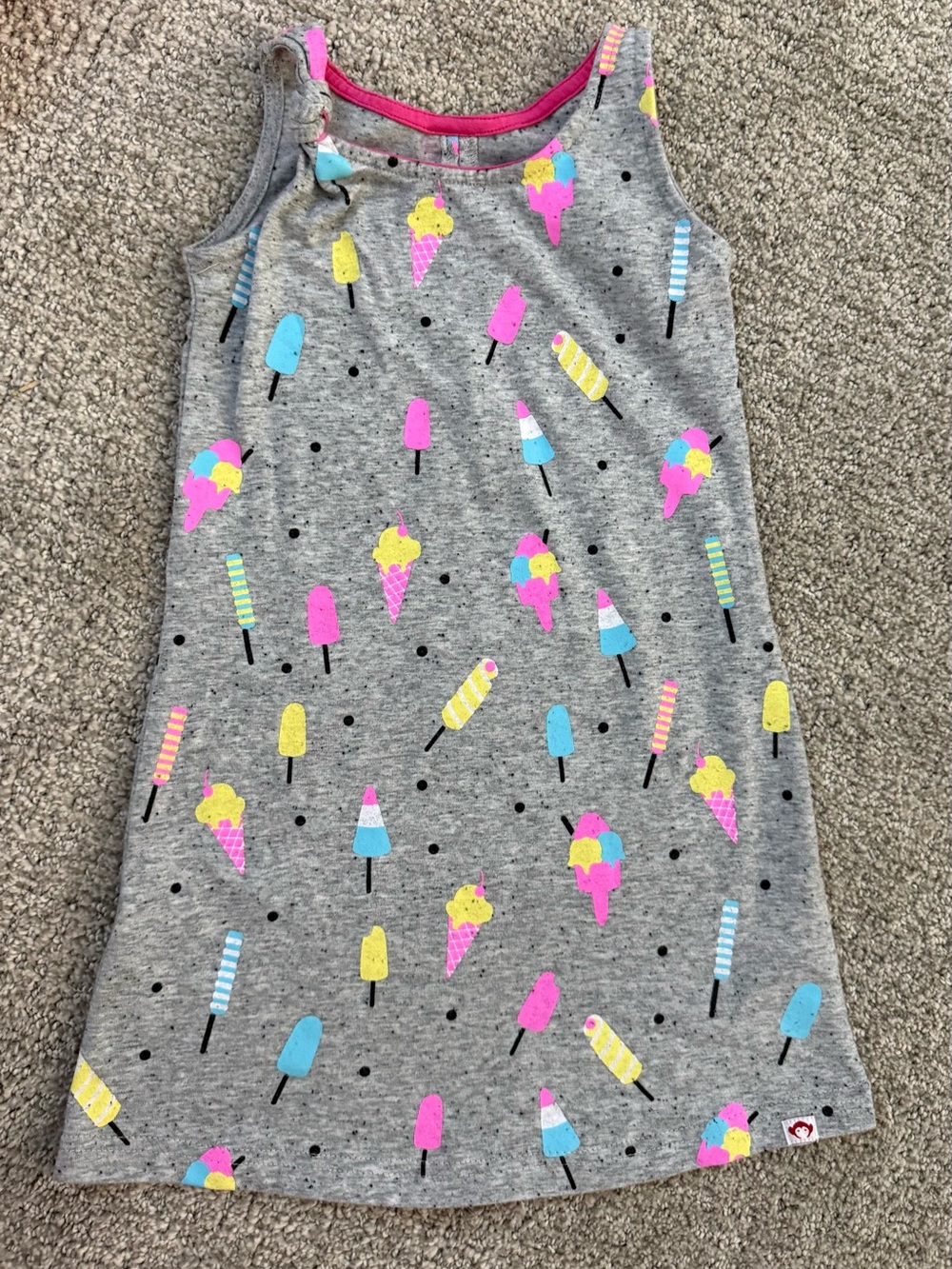 Appaman 2T Girls' Gray Ice Cream Print Tank Dress - Bright Popsicle Colors
